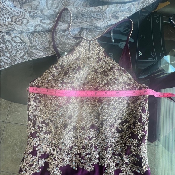 Avery Burgundy and Gold Maxi Dress - Picture 2 of 7